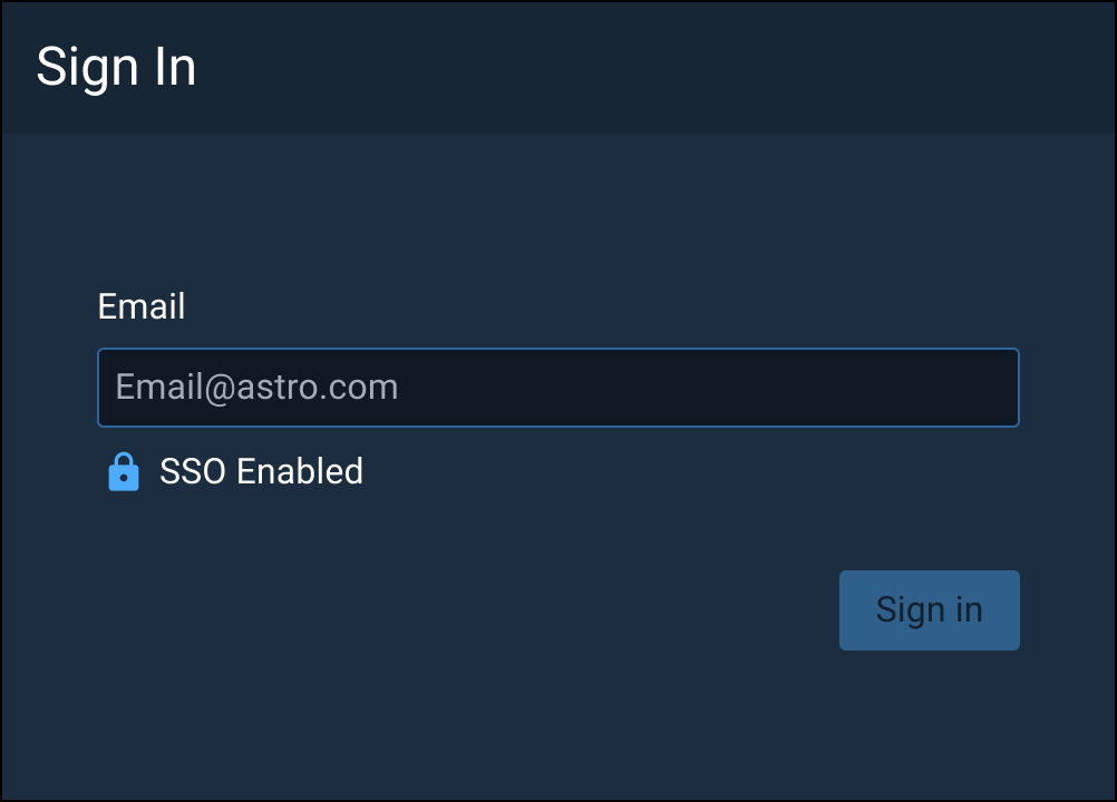 Example of Single Sign-on hosted within a modal dialog